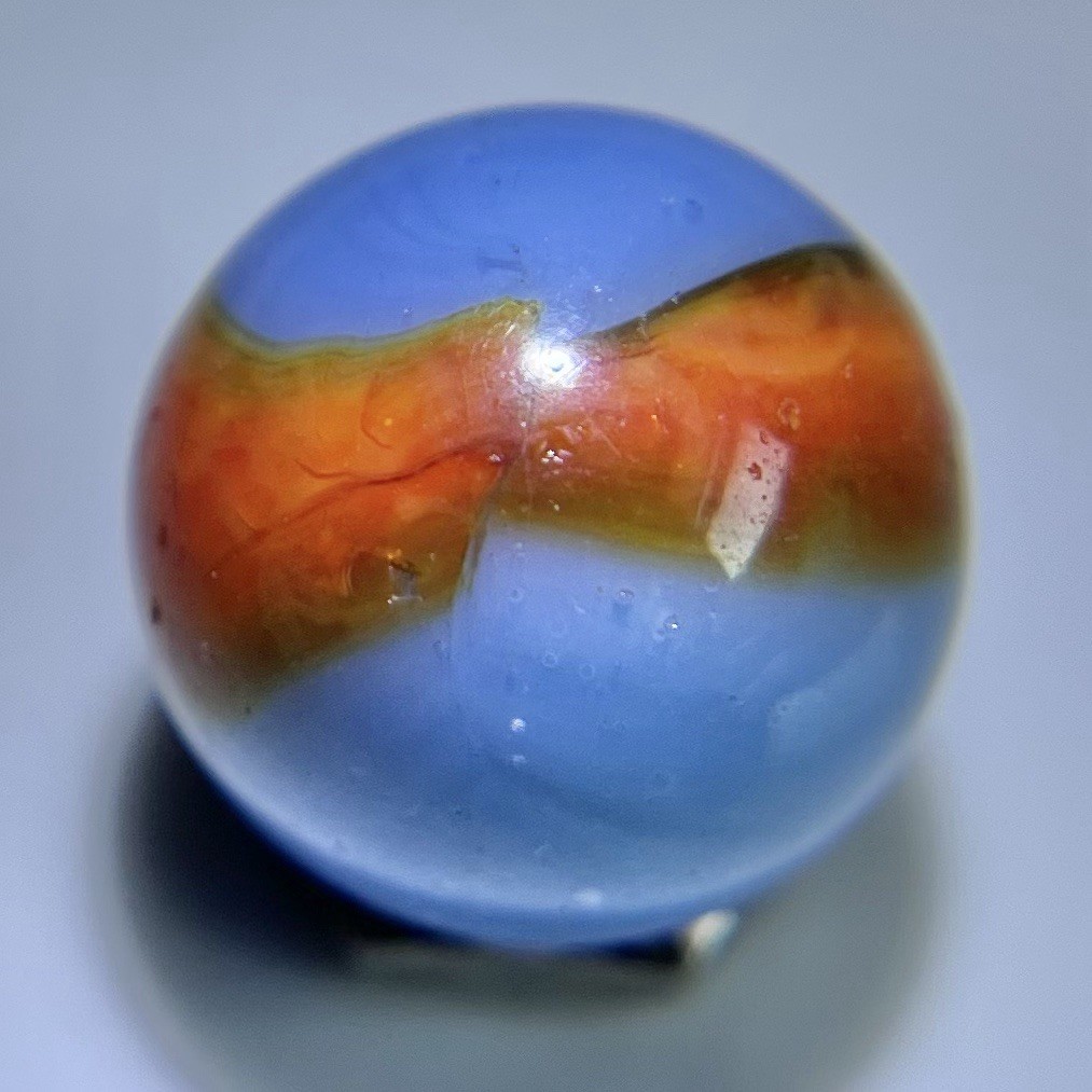 🧡 Vintage Marbles Patch Marble Akro Peltier Kokomo w Horsehair Marble Near Mint