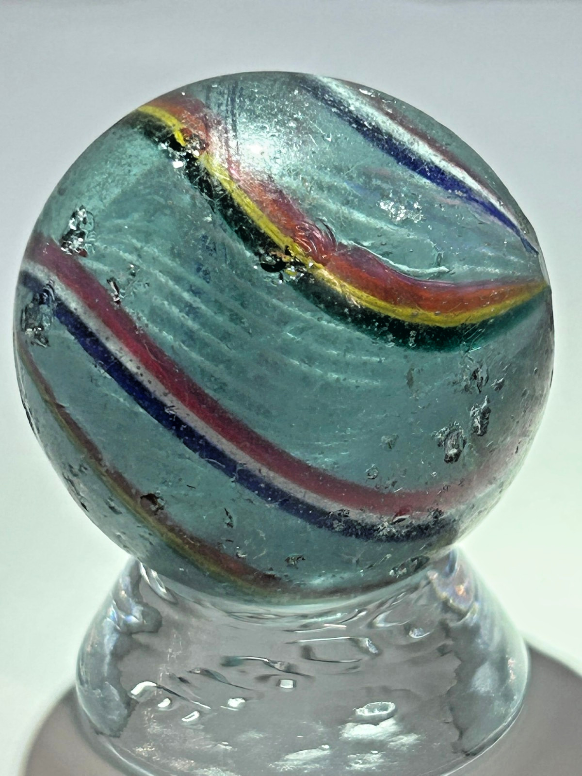 Antique German Handmade Divided Core Marble Purple Base Glass 1-3/4″ NM E3.18