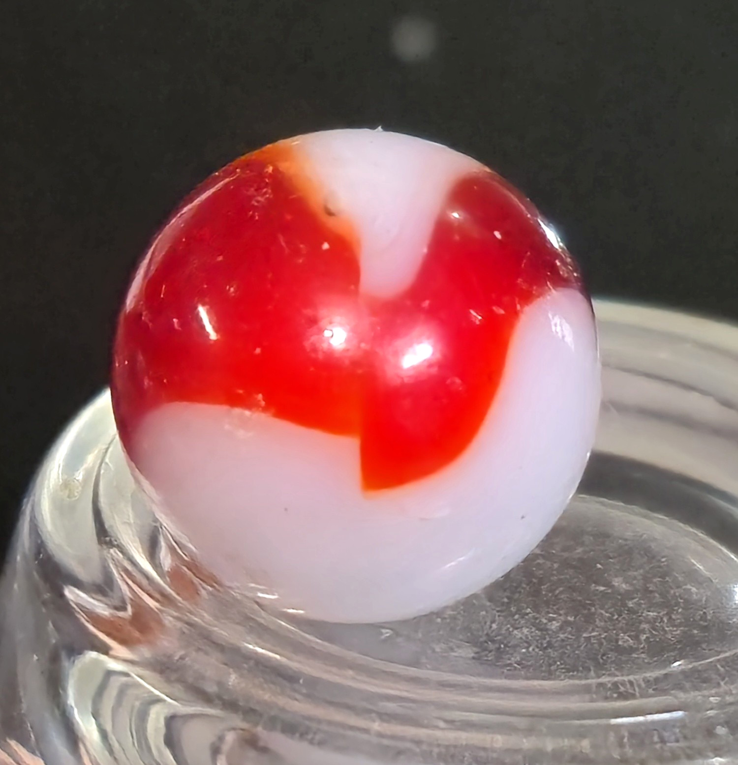 Vintage NRL Peltier Rainbo RED Collector Toy Marble .590″ Near MINT