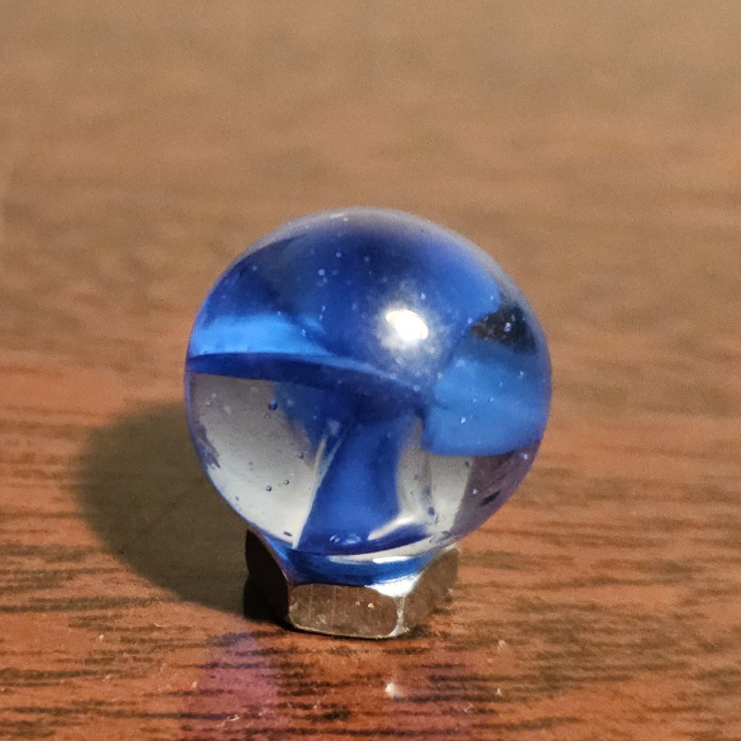 Vintage CE Bogard Dark Blue 4-Lobe Floppy .625″ Uranium Glass Marble