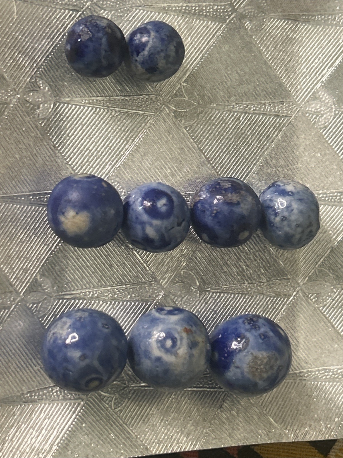 Antique Bennington Blue Glaze Marbles Handmade Mint Germany 1860-1920 Lot Of 9