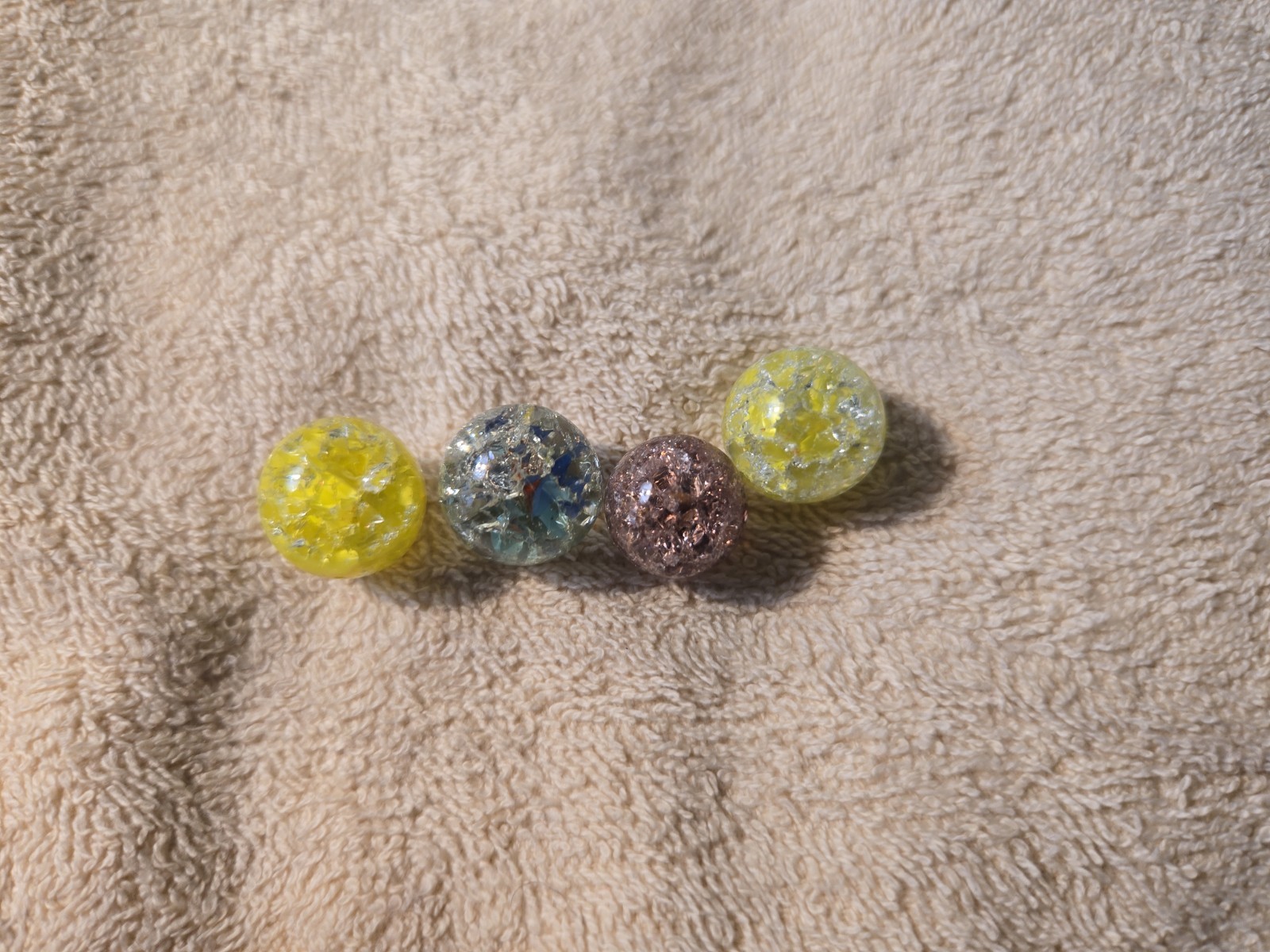 Lot of 4 Crackle Glass Marbles Vintage. .56 To .63