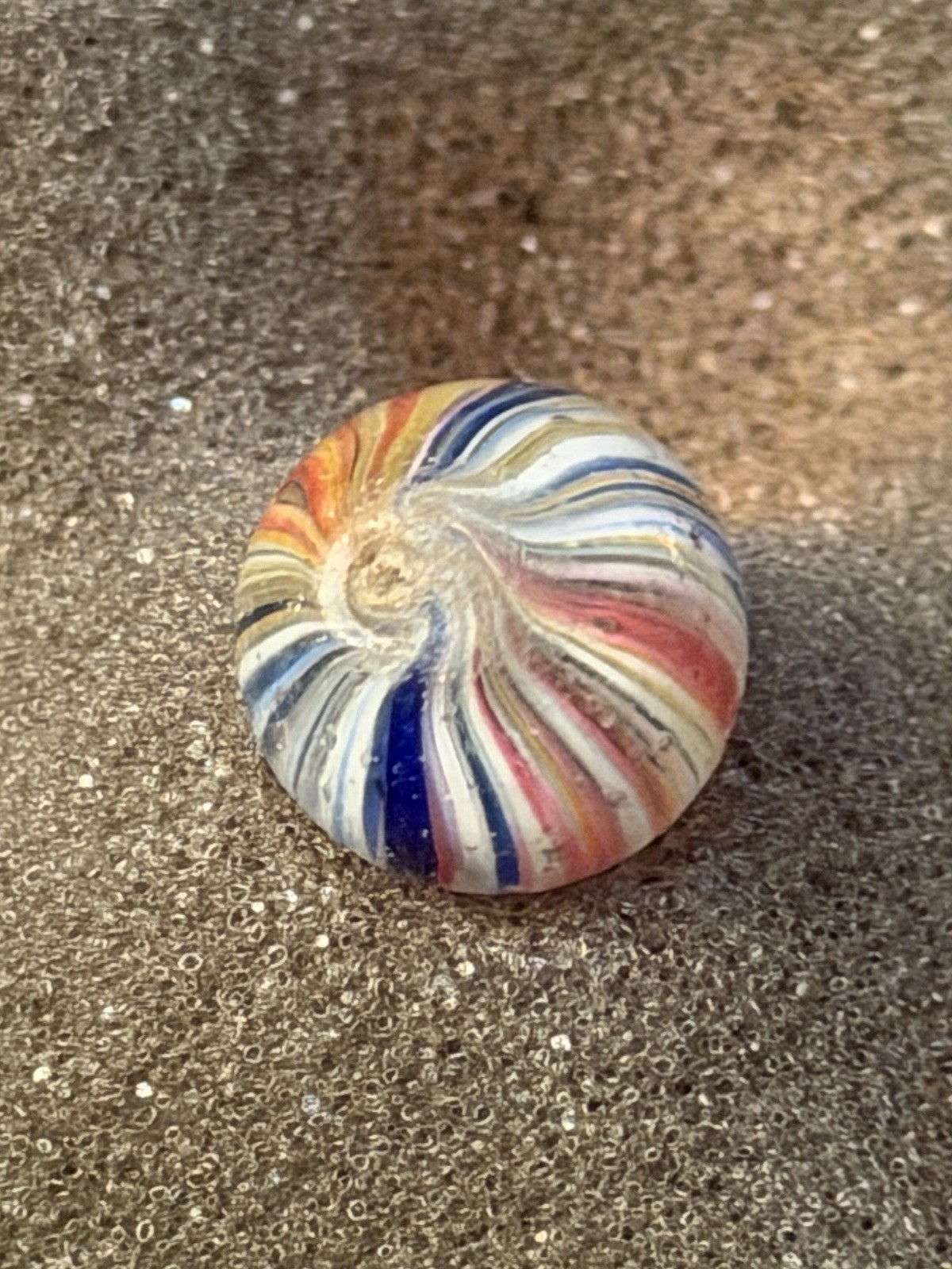 Rare Colorful 1/2” Peewee Indian W/ Clear Base Swirl Marble