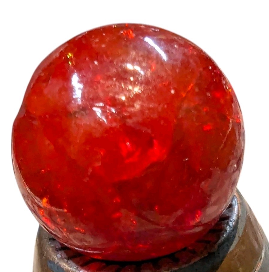 4- Vintage Fried Glass “Crackle” Marbles Red Clear