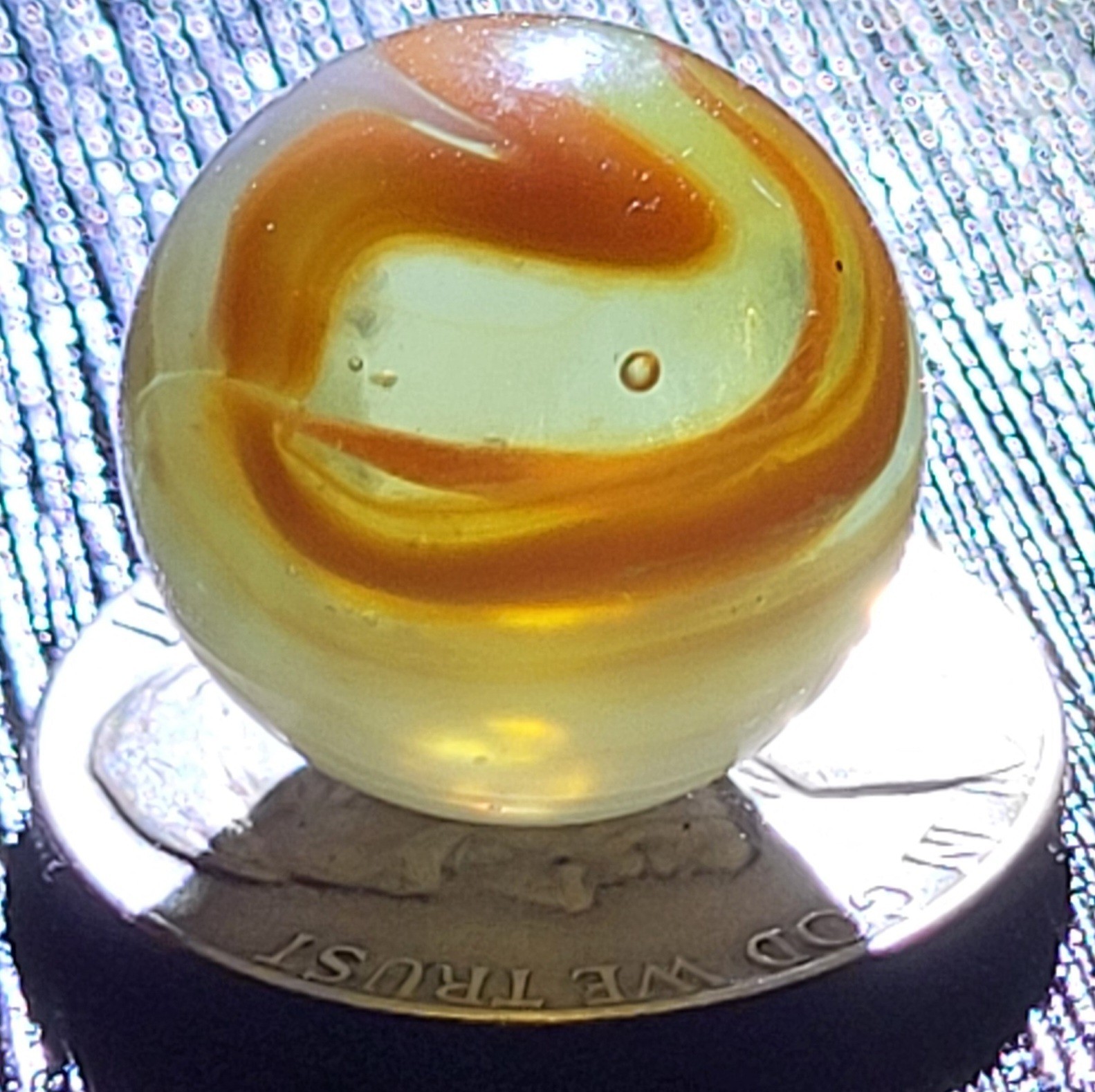 Vitro Agate Exotic Fancy Conqueror Marble 1940s Lime Base Cadmium
