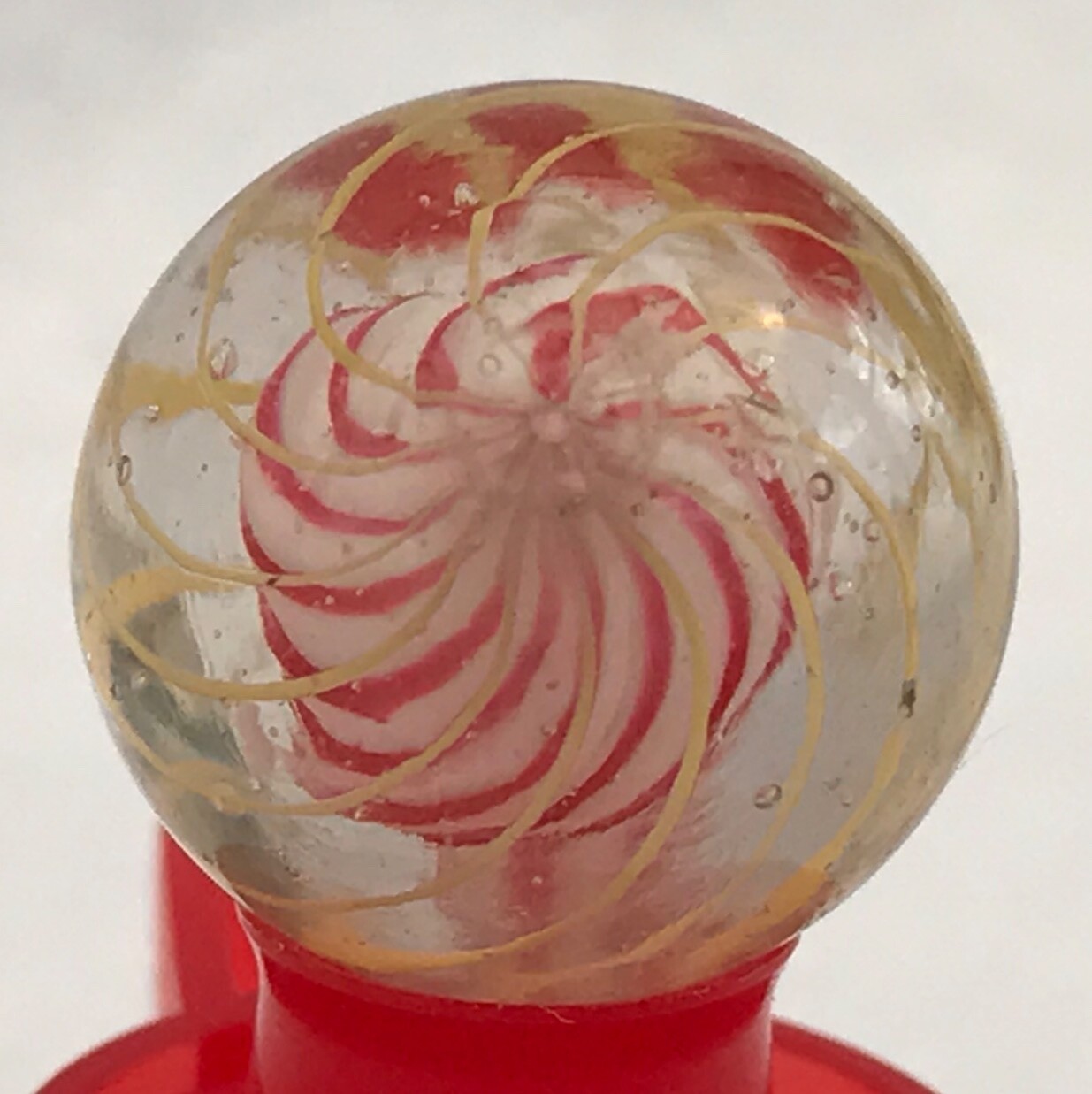 Tiny Caged Pink/White Candy-Striped Core Marble 14mm (9/16”)