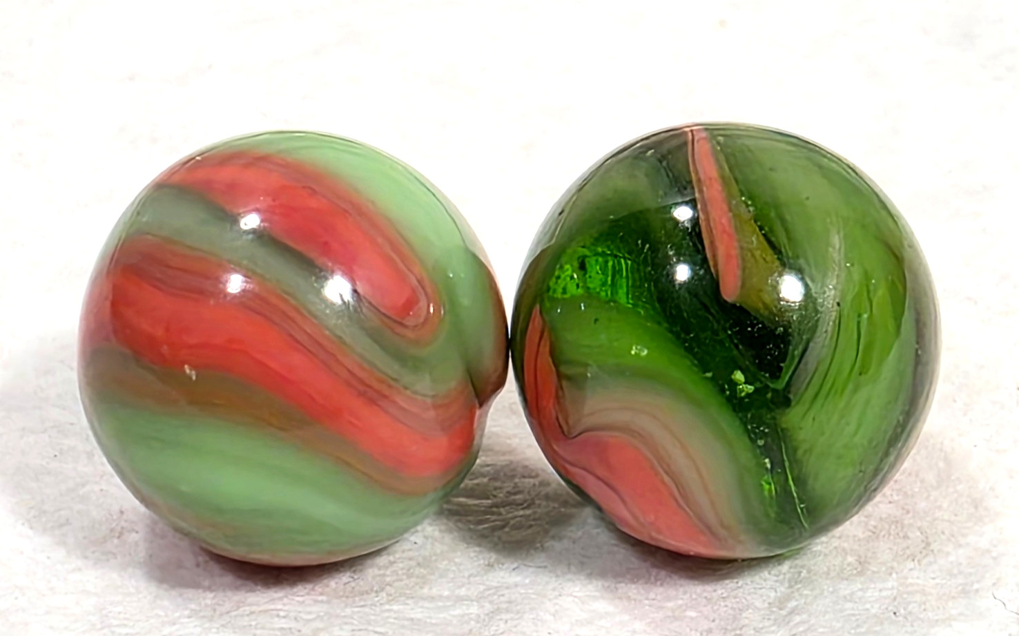 Vintage Alley Agate Watermelon Green Pink Coral Marble West Virginia Swirl LOT
