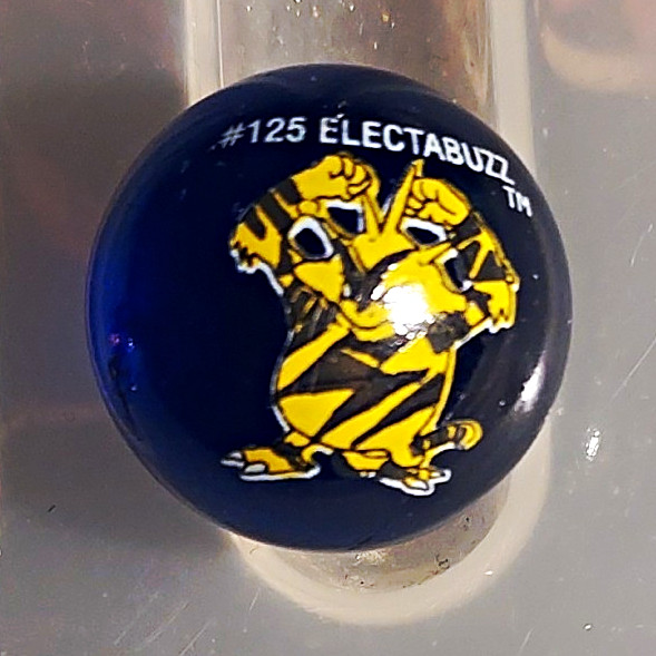 #125 Electabuzz Character Printed Blue Glass Toy Marble – Machine Made
