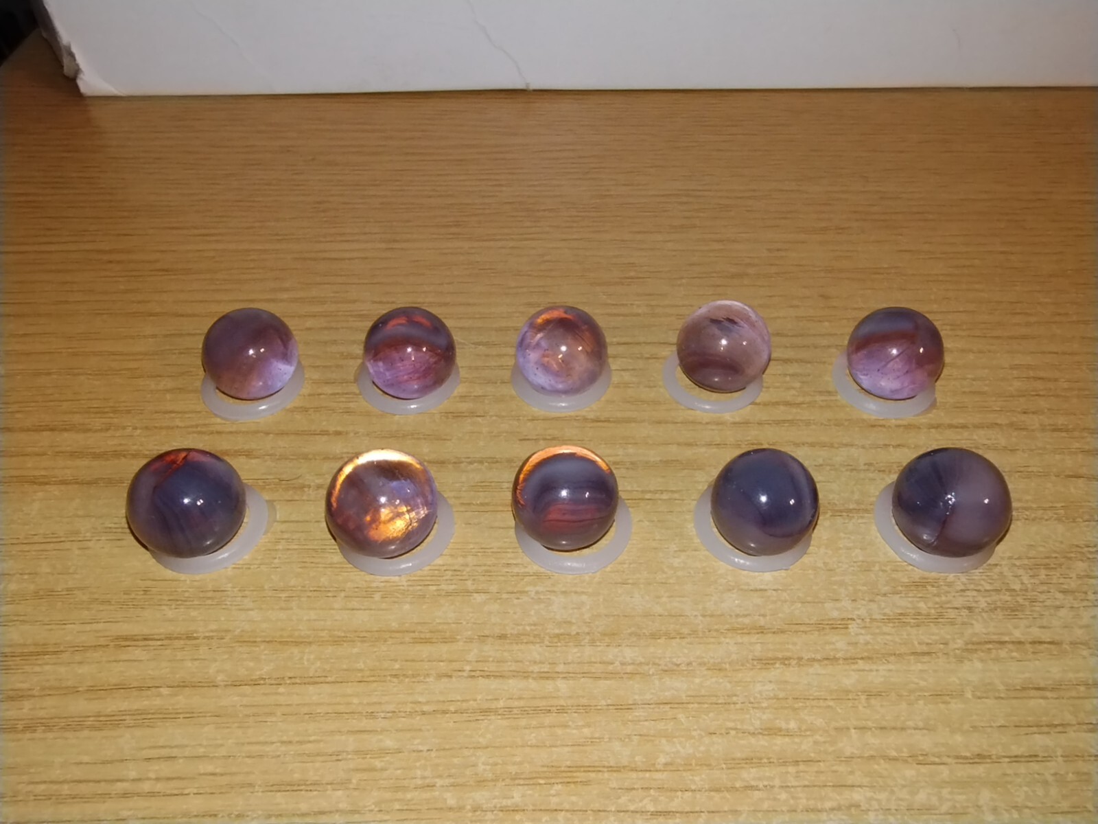 Vtg. Lot of 10 Purple Lavender Brushed Patch 9/16 Marbles (Vitro, MK, Champion)?