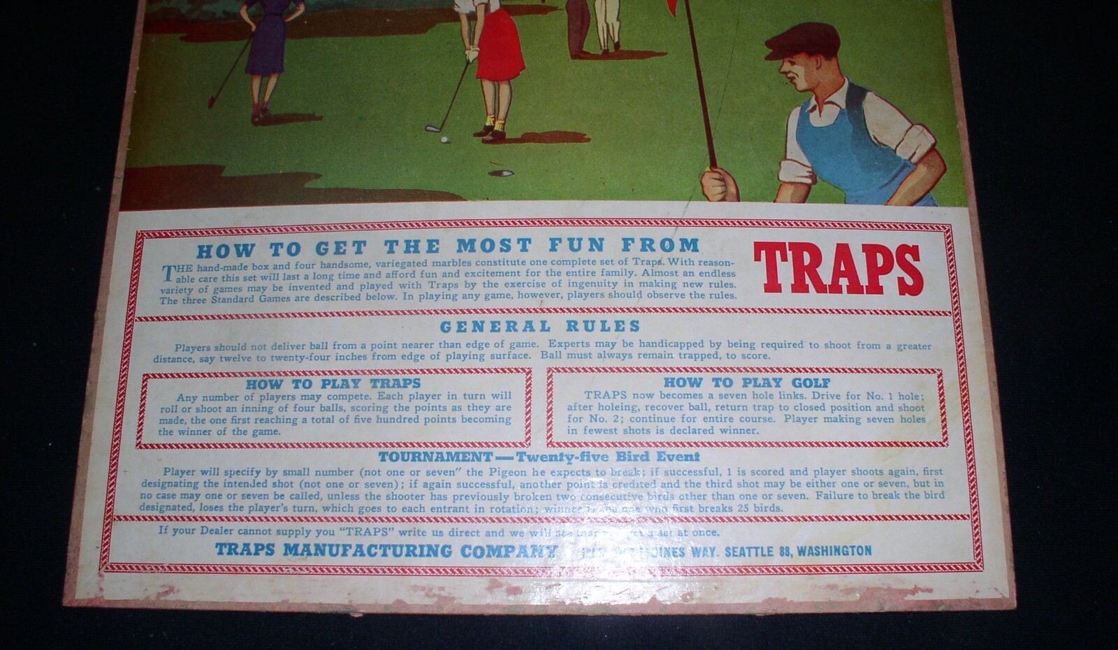 The Marble Game of TRAPS/Golf~1940s Traps Manufacturing Co, Seattle WA.