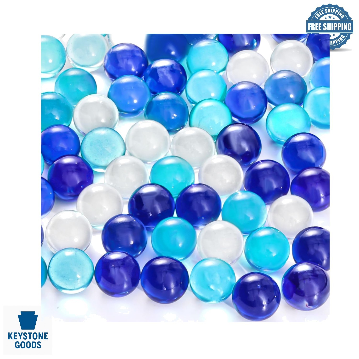 75pcs Blue Glass Marbles Set for Kids, Aquarium & Decorative Use