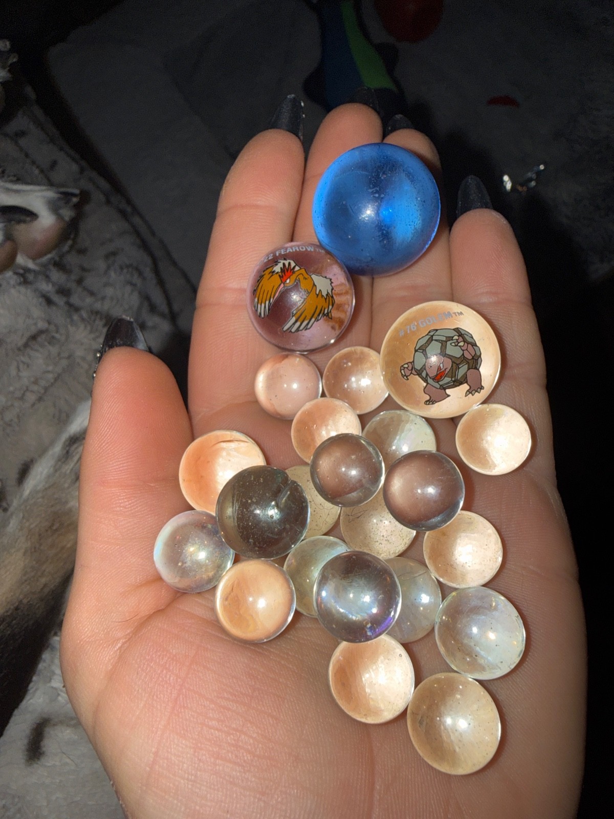 Vintage Pokemon Marble Lot – Holo Fearow & Golem, Blue Shooter & 20 Iridescent C