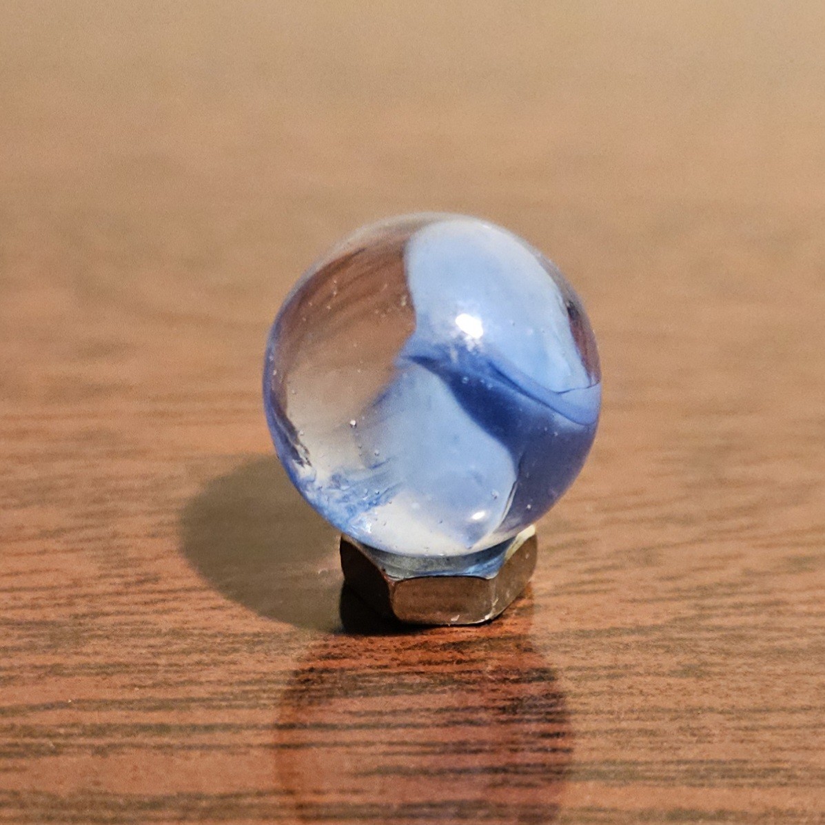 Vintage CE Bogard 4-Lobe Collapsed Floppy Hybrid Blue Clear O.593″ Marble