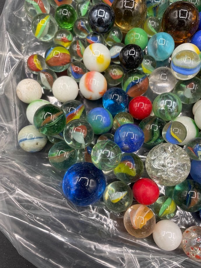 Mixed Marble Lot Cats Eye Splatter Solid Swirl Large Medium Small Pee Wee 2 lb