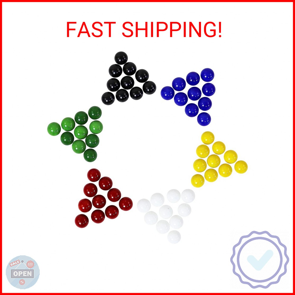 Mega Game Replacment Marbles 14mm -Solid Glass-60 Pieces – Chinese Checkers, Cra