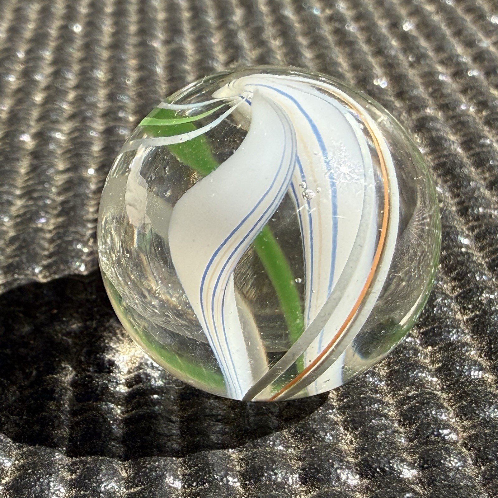 Contemporary Divided 2 Core Swirl Handmade Marble .92” Mint