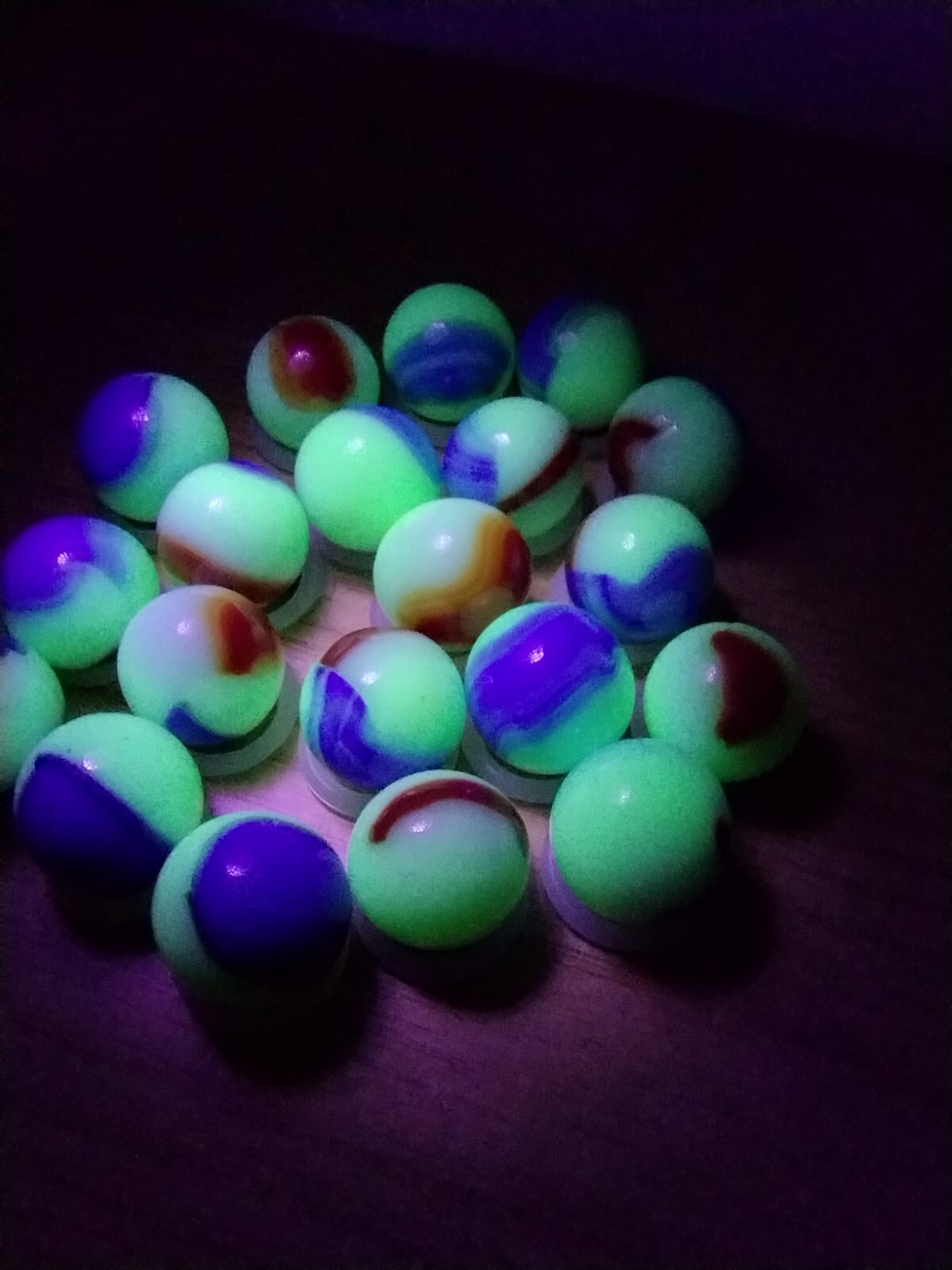 Patriotic (Red White Blue) Liberty Marbles Florescent UV Reactive Uranium Glass