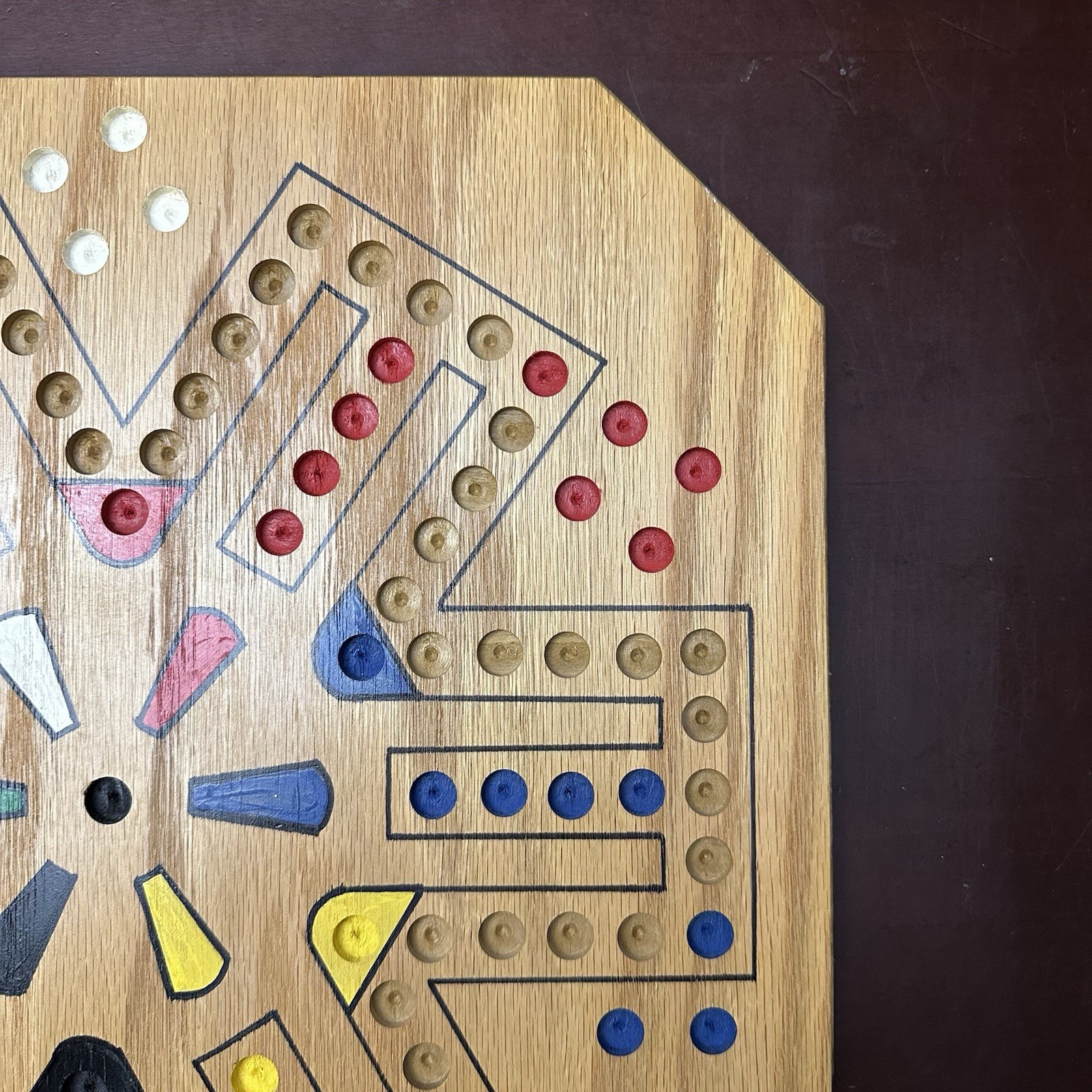 Marbles Wood Aggravation Board Game 2, 4 & 6 player Hand made Wahoo Double Sided