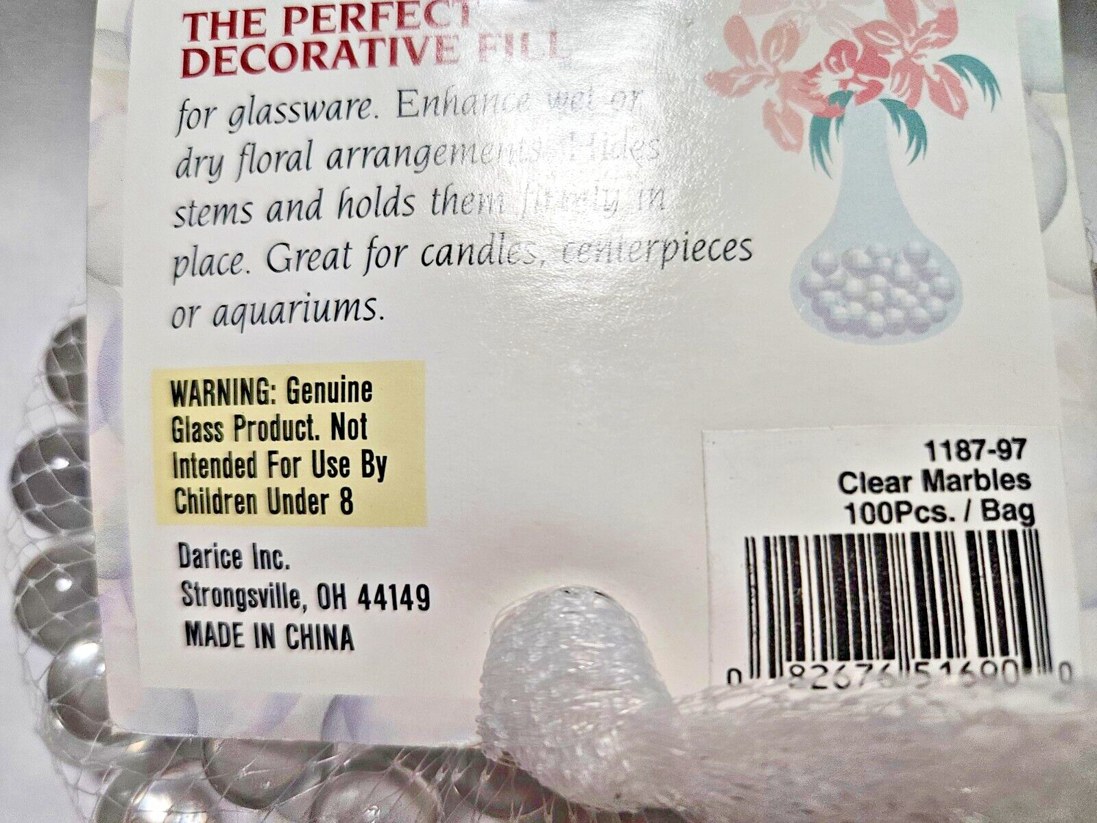 Lot of 3 BAGS that is 300 Clear Marbles s Glass 14mm Bulk 3 bags NOS