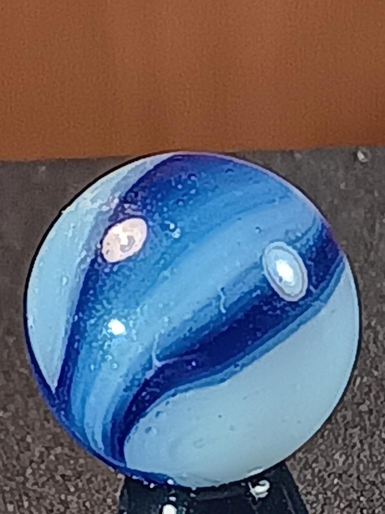 19/32″ Peltier Midnight Lapis Blue Ice White Clear Rainbo NM Serious Marble B298