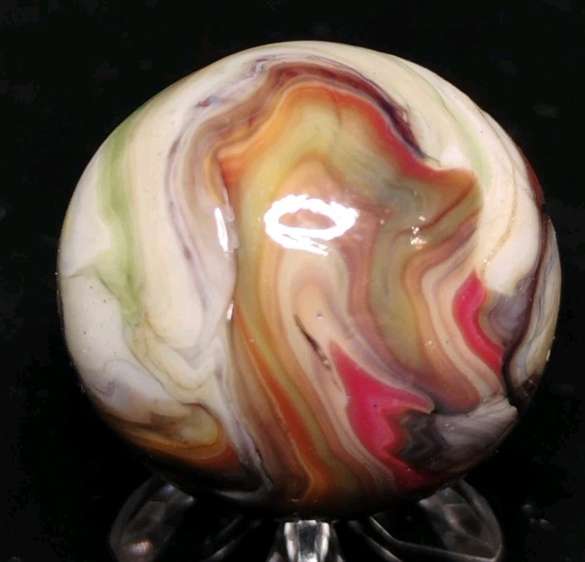 1.02″ UNIQUE JABO/D.A.S. MARBLES W/ GOLD LUTZ ROAD💥SWIRL TOYS NM+