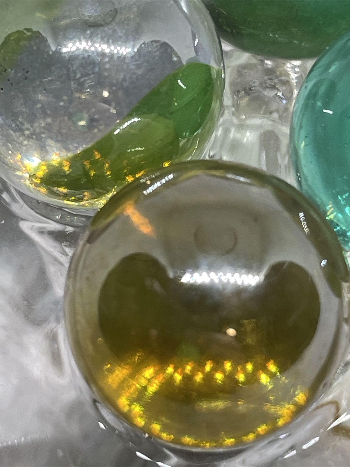 Marble Lot of 7 Vintage Glass Marbles Clear Glass Colors