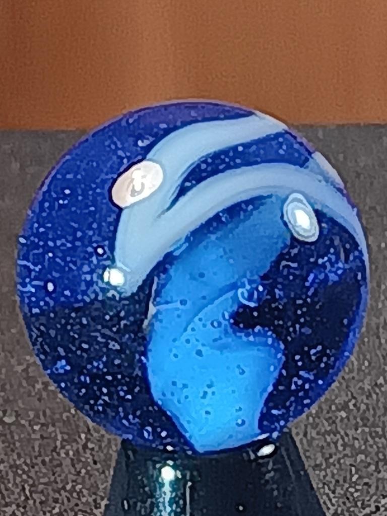 5/8″ Vacor Transparent Cobalt Saphire Blue Jay Pearl White NM Serious Marble B51