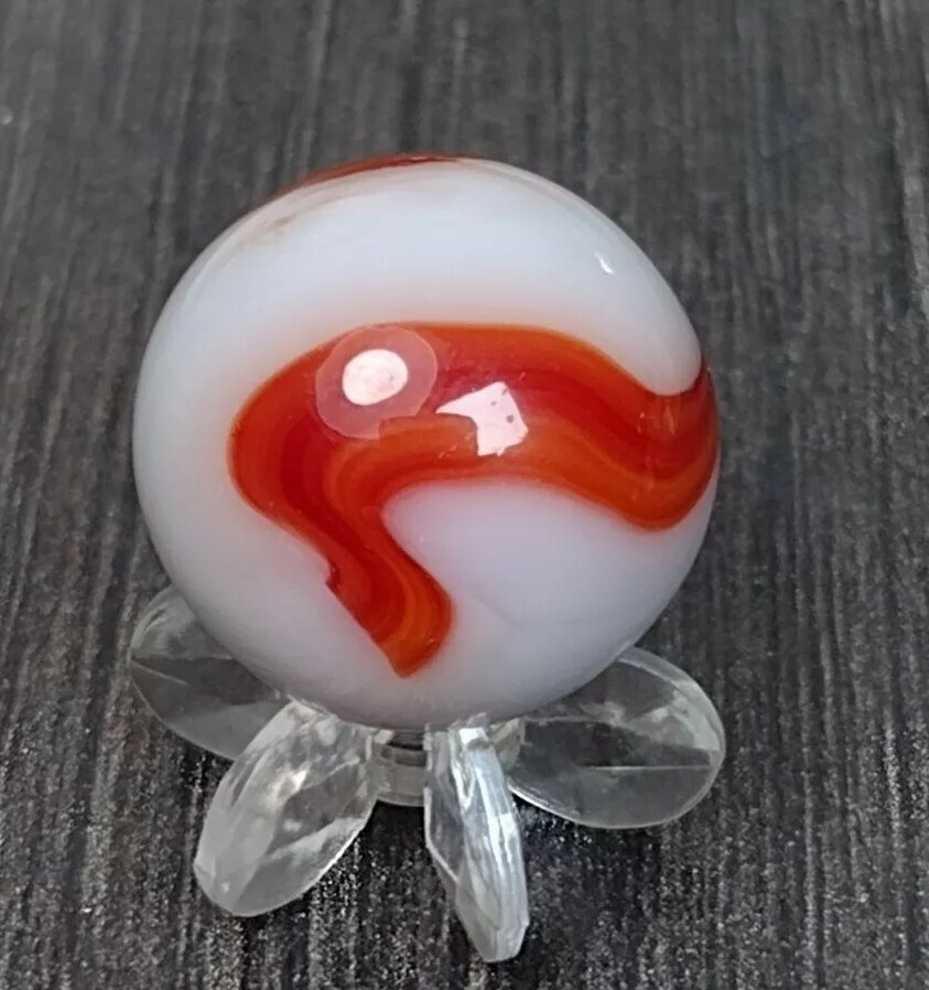 UNIQUE 💎 Mint RUBY Red 🔥 ALLEY Style Swirl BEAUTIFUL Vintage MARBLES .64″