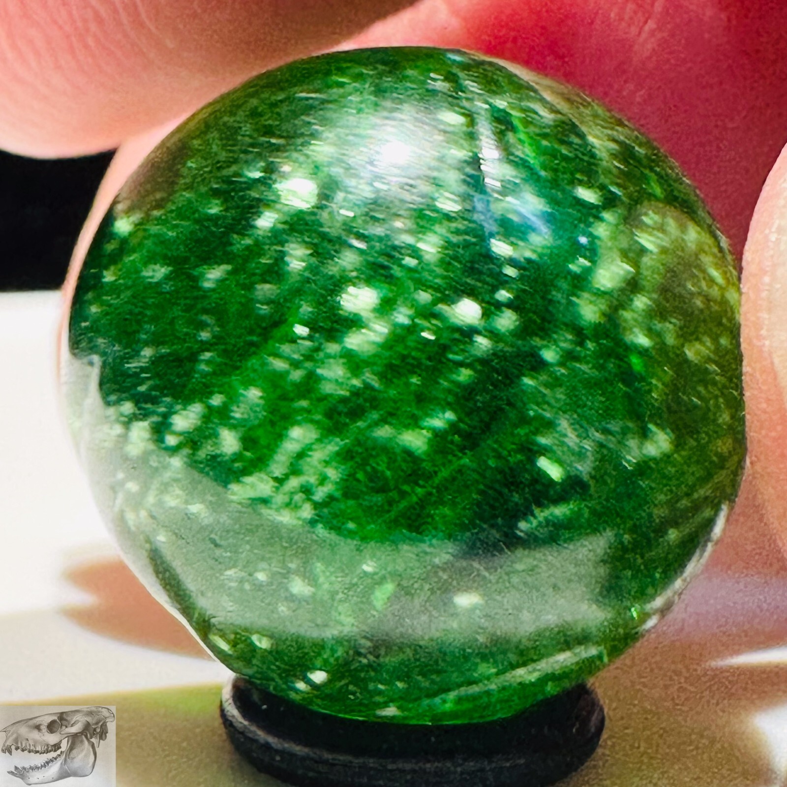 Handmade Green Mica Marble, 11/16 inch, Near Mint, 1860-1920, Germany, S835