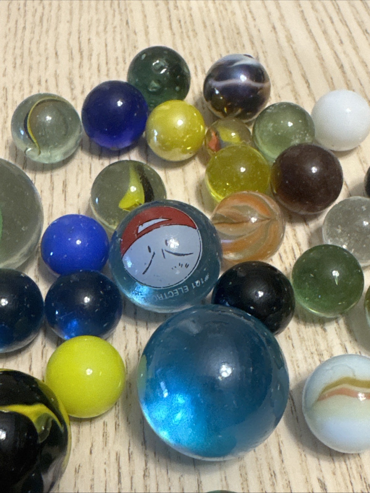 Assorted Glass Marbles Mixed Lot 34 Pcs Cats Eye Opaques Shooters Craft Y2K