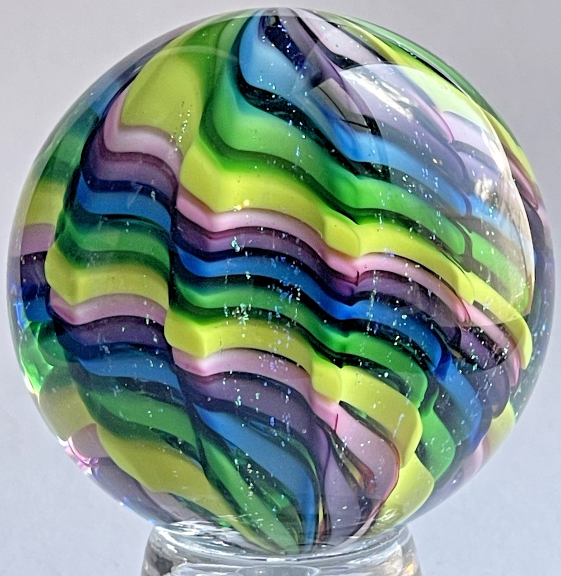 EDDIE SEESE MARBLE GLASS ART HANDMADE 1.83 FES 16 DICHROIC VIVID MADNESS