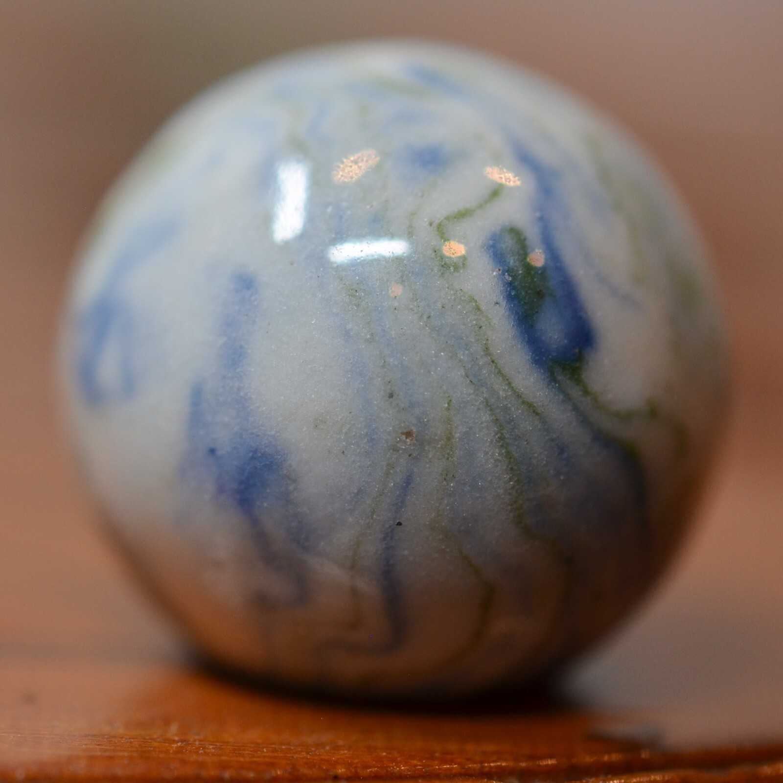 Nice Crockery Marble, Handmade 0.71 inches, Mint, 1860-1920, Germany, S1493