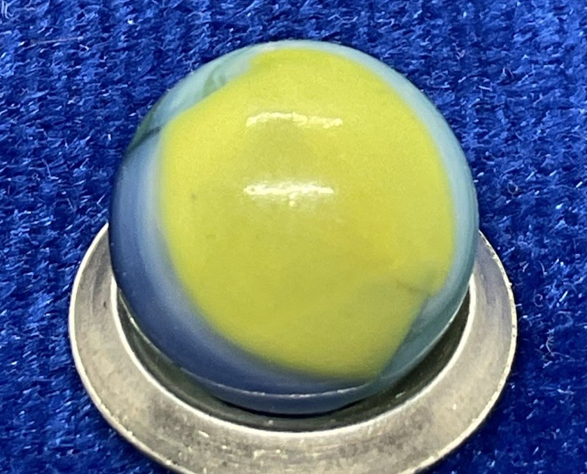 A Vintage Marble King Hybrid Marble. Measures .45 Inch, In Mint Condition.