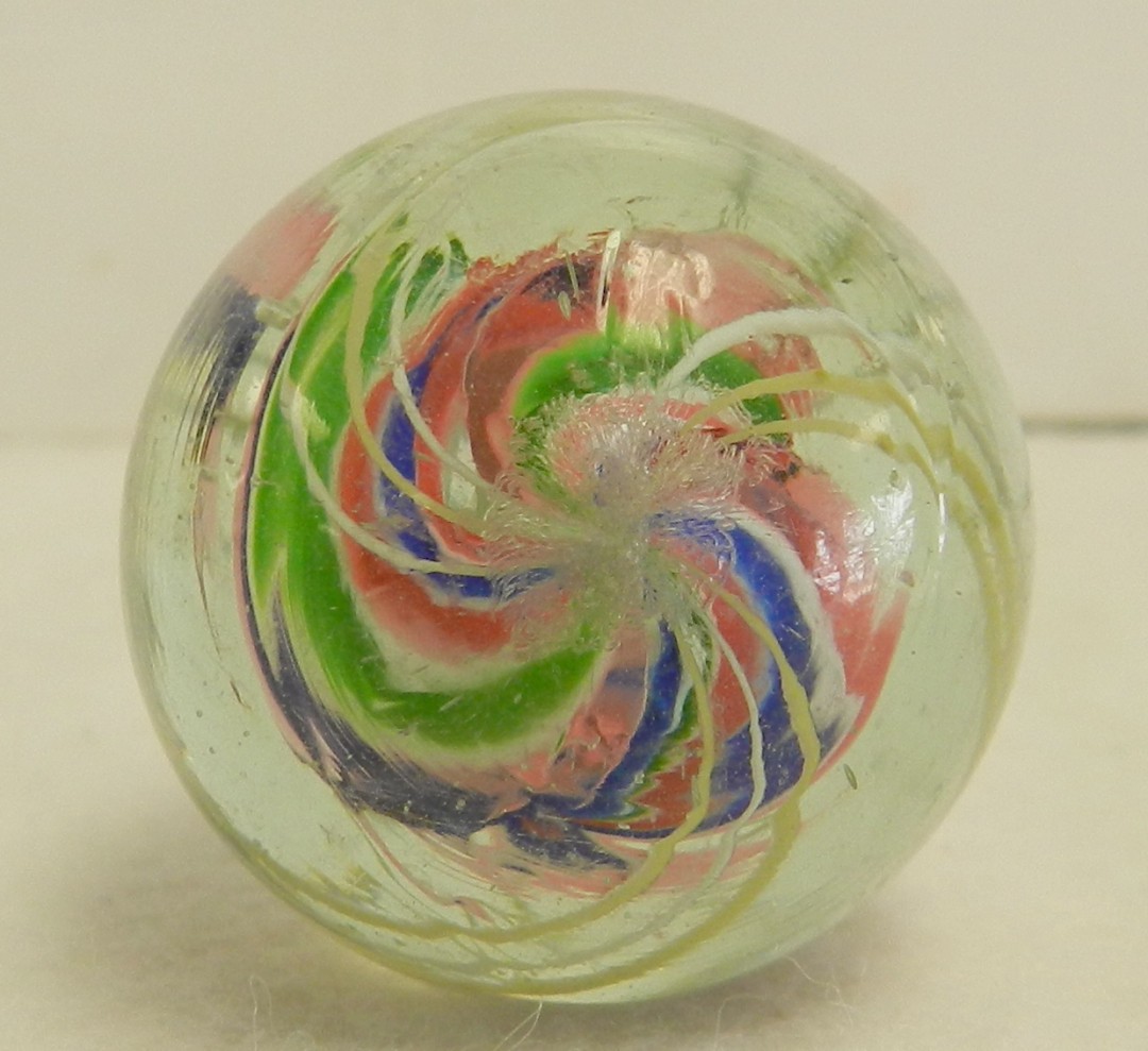 #20828m High Grade Large .99 Inches German Handmade Divided Ribbon Swirl Marble