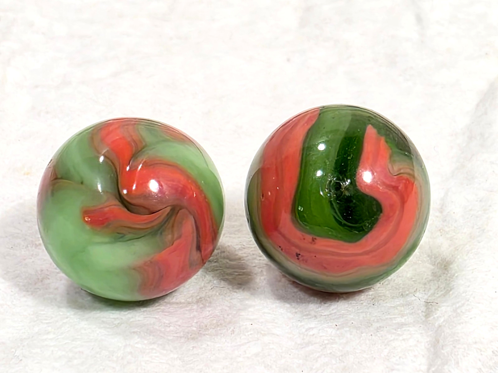 Vintage Alley Agate Watermelon Green Pink Coral Marble West Virginia Swirl LOT