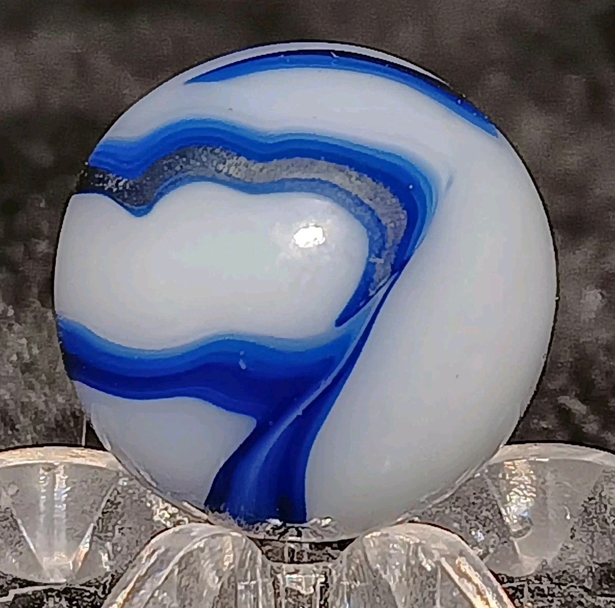 Vintage Alley Agate “METALLIC” Swirl Marble. .58″ Mint. Stunning HTF Example.
