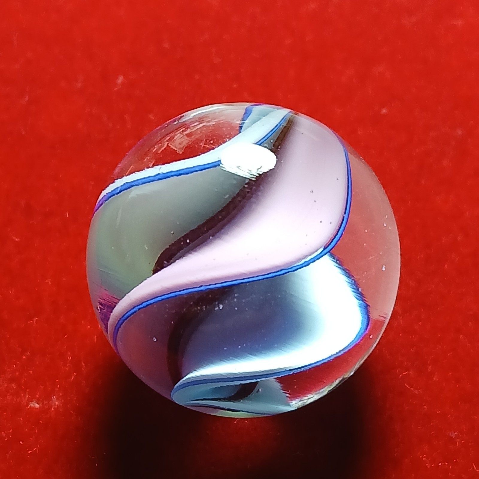 Mint 7/8″ Pastel tri-color contemporary swirl Marble! Pink, Baby Blue, White