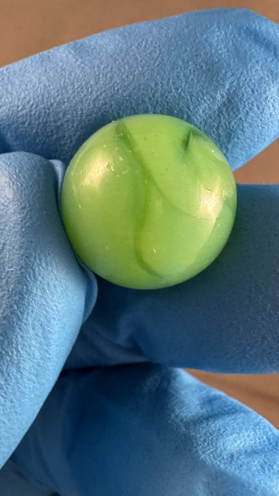 Vintage Green Glass Marble Opaque Swirl “Alien Green” Collectible 5/8