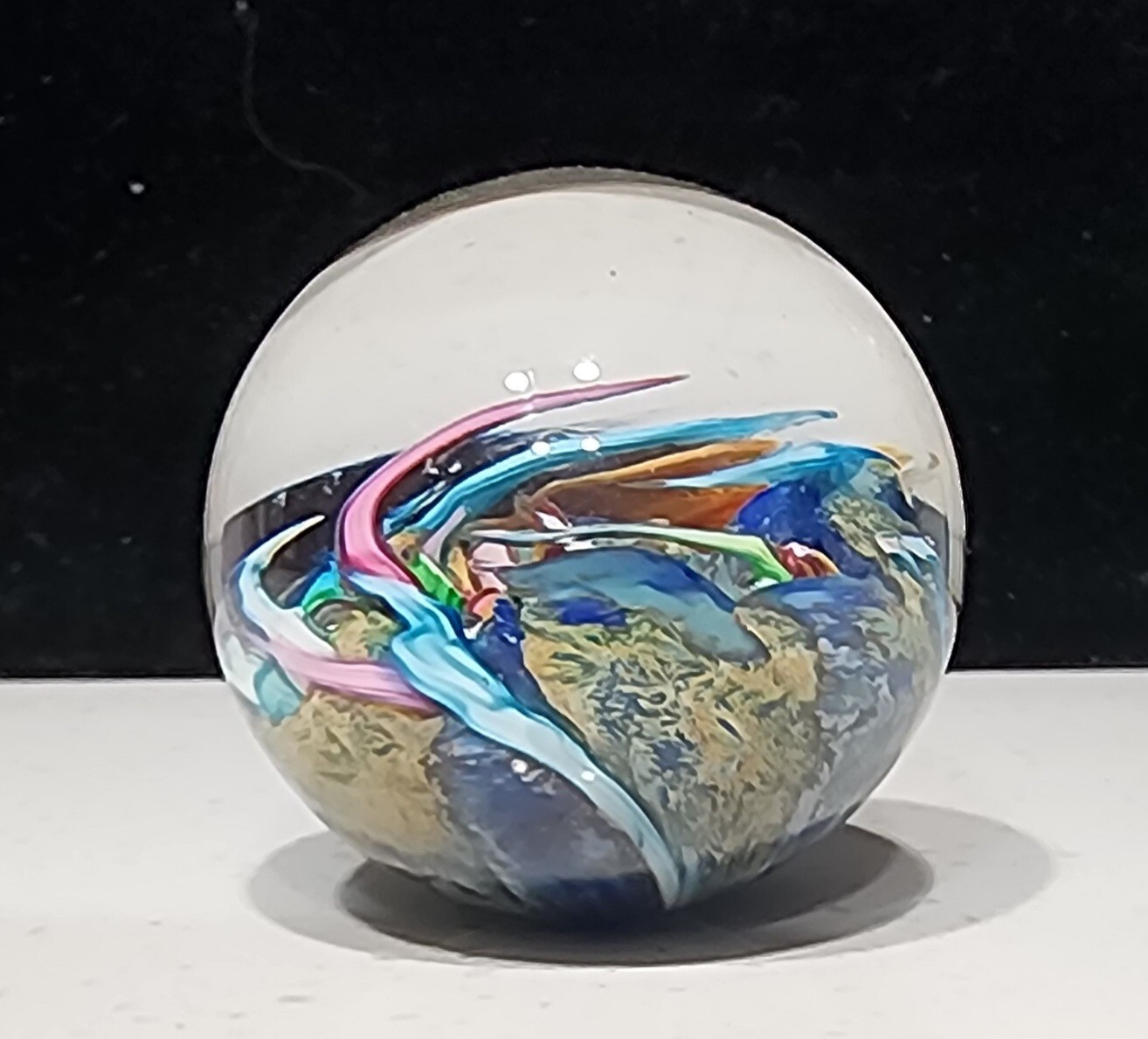 Doug Sweet SIGNED 1 1/2″ 1980’s Millefiori Lampwork Art Glass Marble Orb Ex. Con