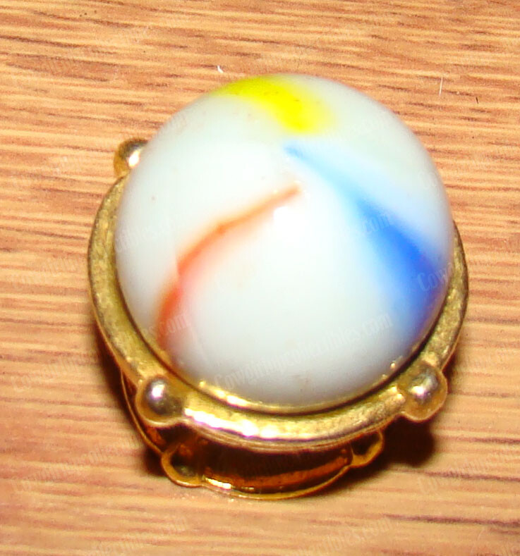 Vintage COMET Boss Shooter, Milk Glass Marbles, 6pcs. – Yellow, Green, Orange