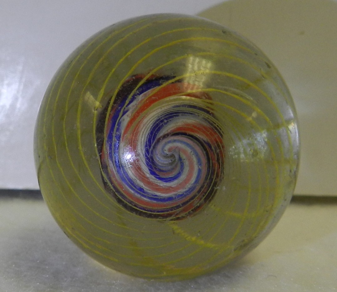 #20718m Large 1.42 In Vintage German Handmade Caged Solid Core Swirl Marble