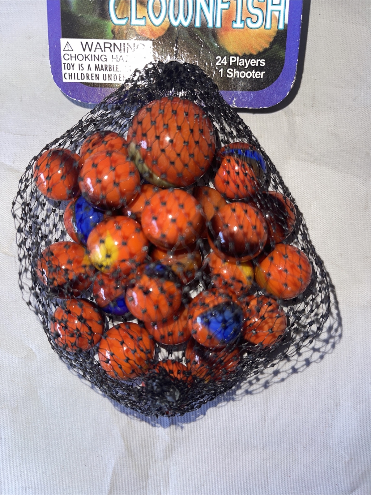 Vintage Net Bag 25 Clownfish Mega Marbles 24 Players & 1 Shooter 6