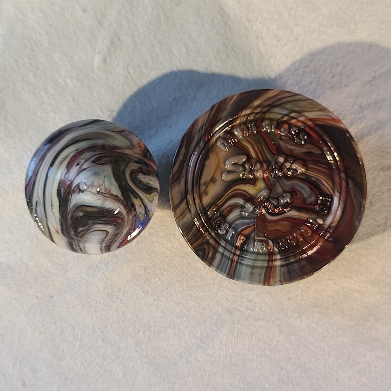 ANDY DAVIS, Glass Art Spinning Top & Base, Rainbow Run (?), #320L