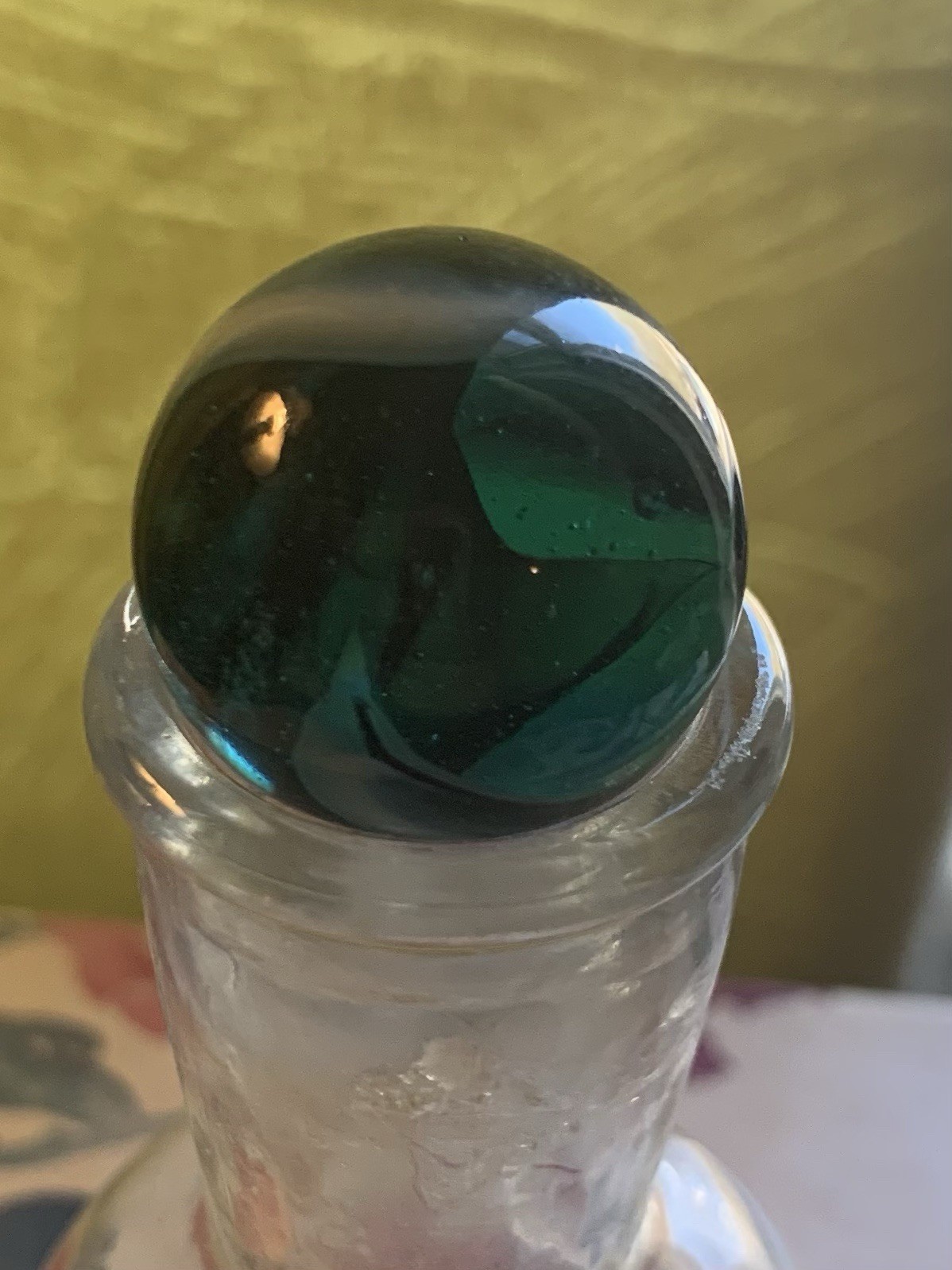 Transparent Teal Shooter Marble White Swirls Crease Pontil Mark 20 mm