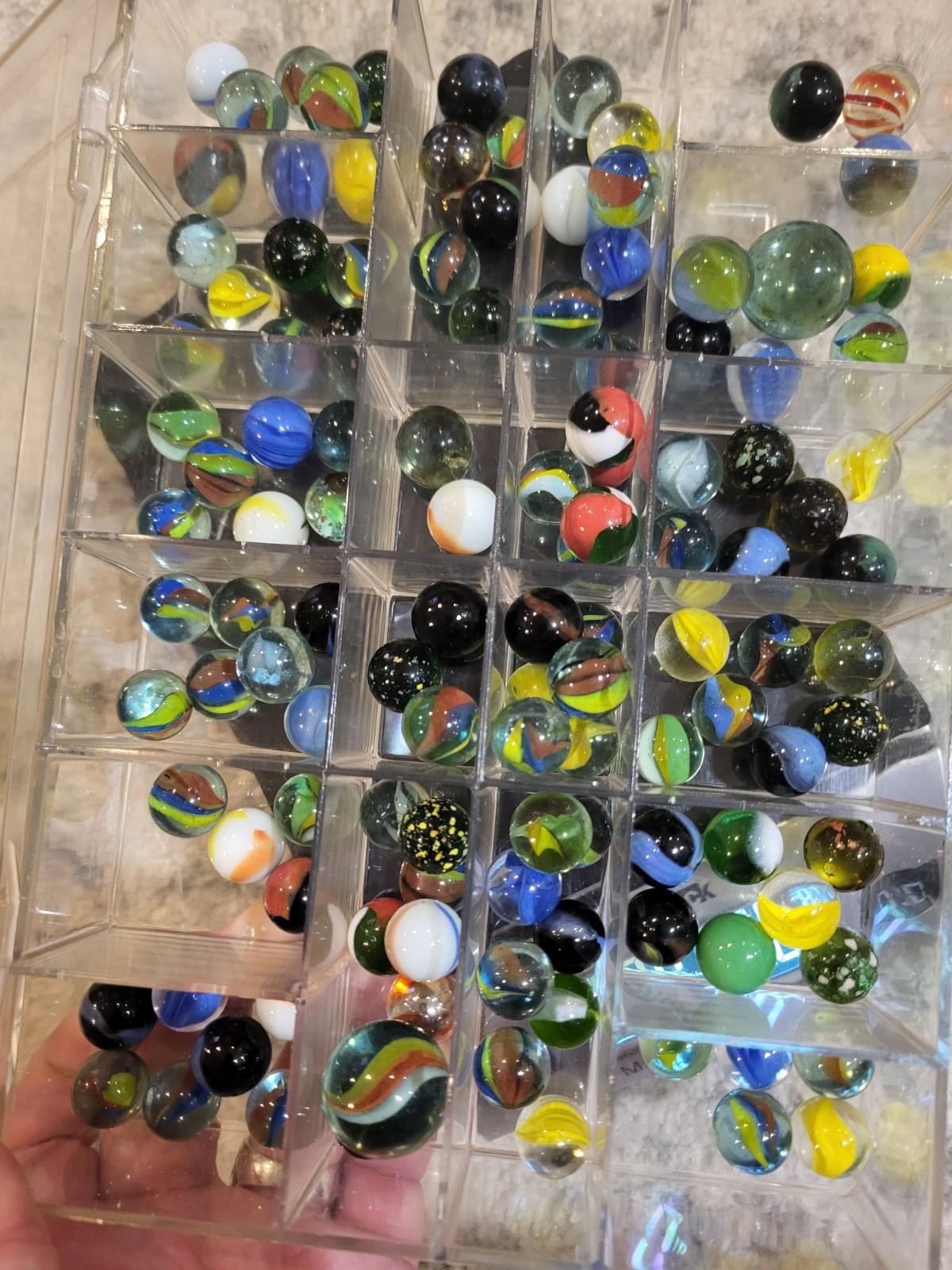LOT of 125 Vintage Marbles COLLECTION with Organizer Slots