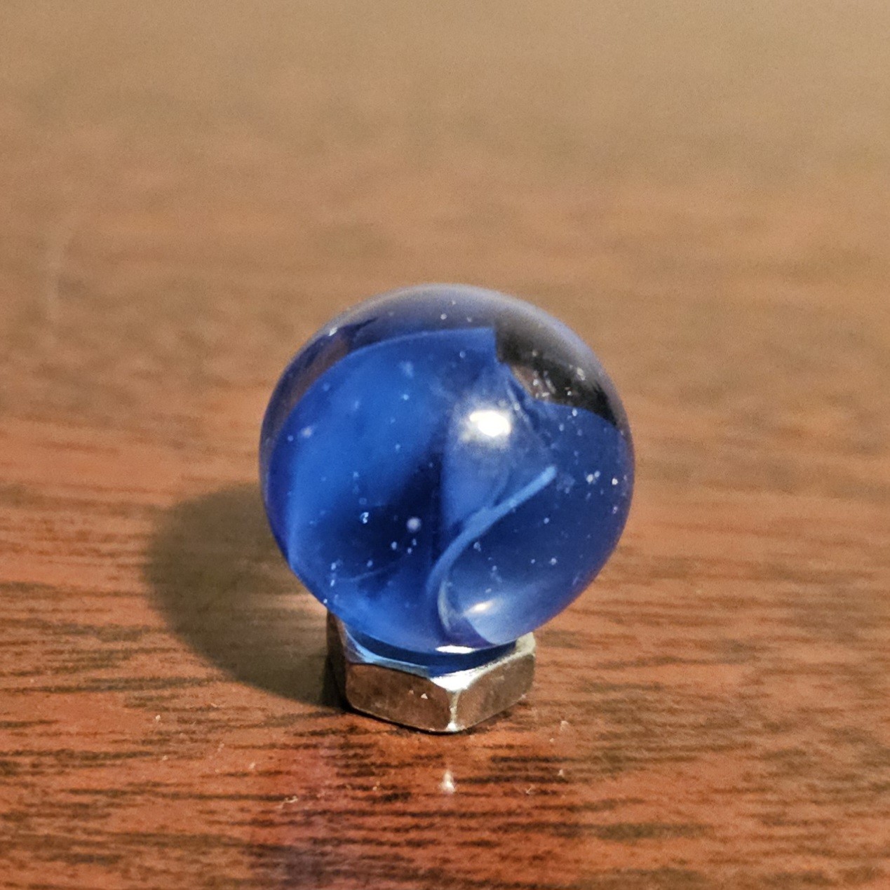 Vintage CE Bogard Dark Blue 4-Lobe Floppy .625″ Uranium Glass Marble