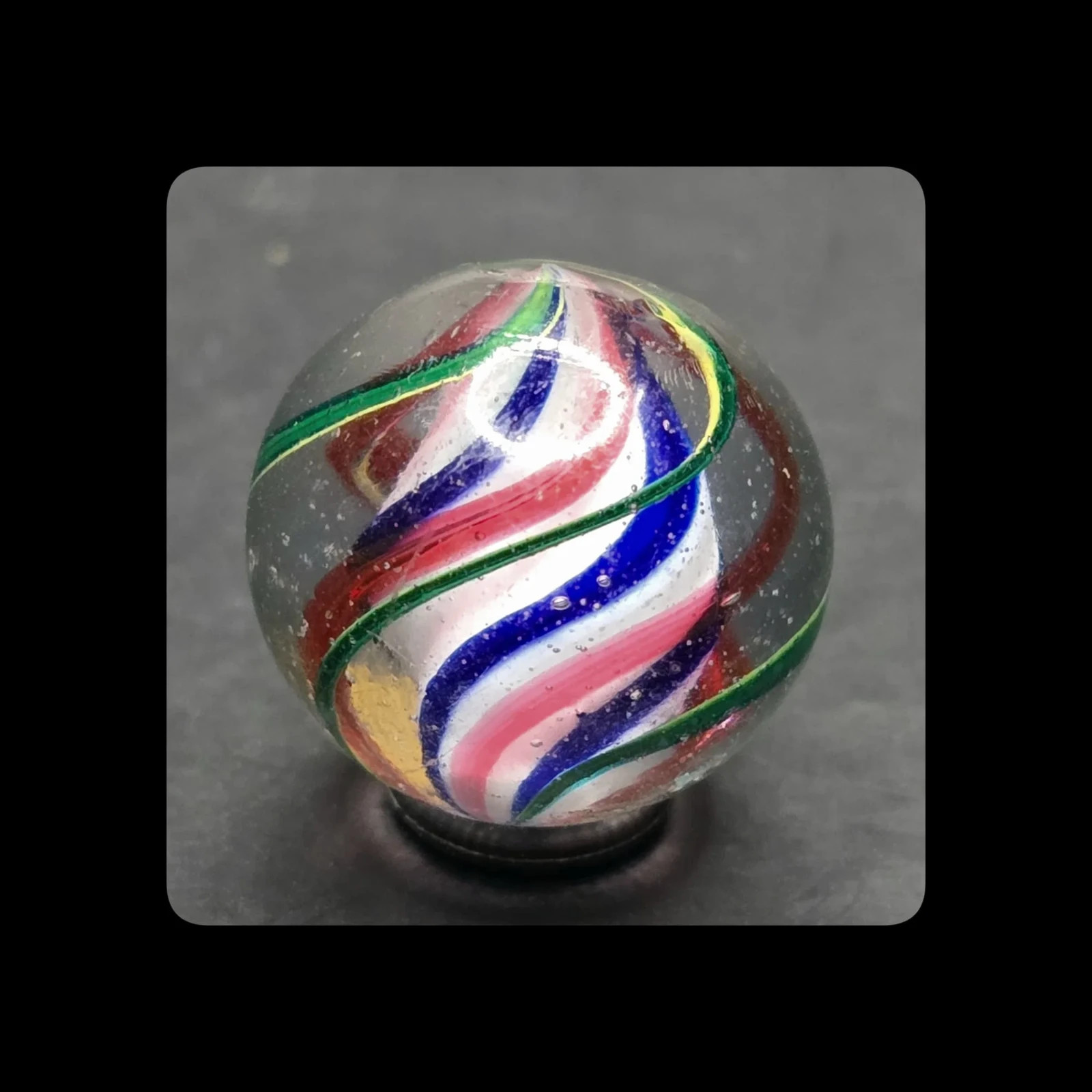 ~Mic’sMibs~3/4″ Early Faceted, 3 stage Solid Core swirl Shooter Mint- 9.0