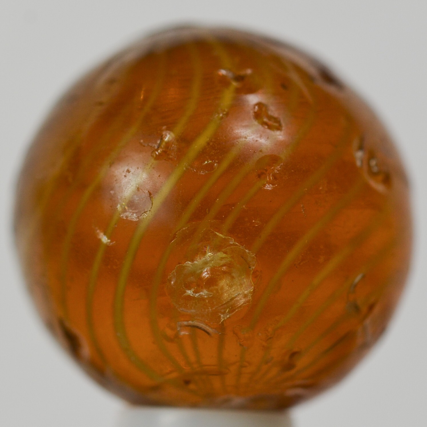 Handmade Gooseberry Marble, Amber Glass, 11/16 in, Good+ Germany 1860-1920 S1418
