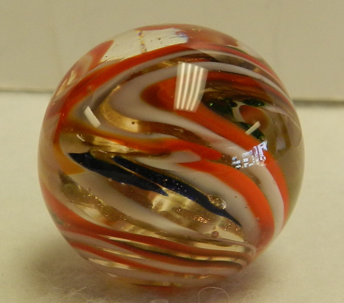 #18970m Nice Keith Baker Handmade Contemporary Marble With Lutz 1.05 Inches