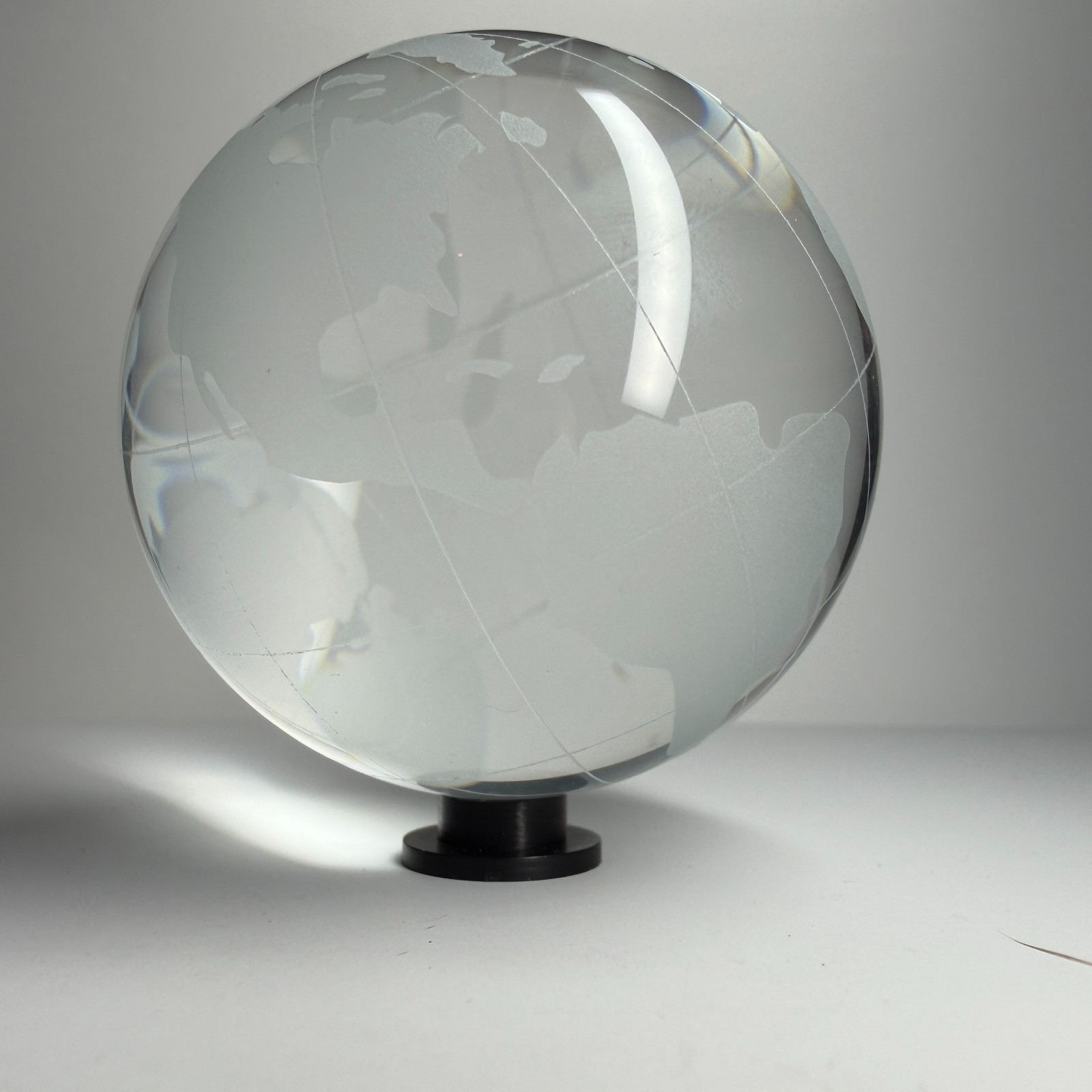 60mm Crystal World Map Earth Globe Marble 2.3″ + Stand Etched Orb Sphere